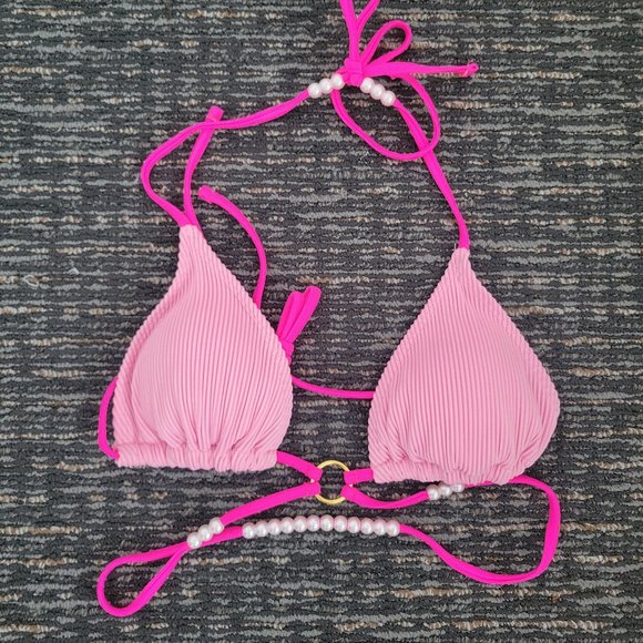 Shein Pink Corduroy Pearl Bikini - Picture 2 of 4